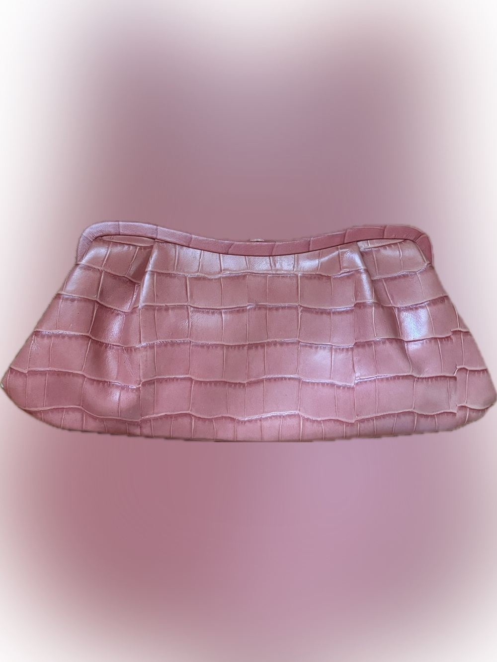 Banana Republic Pink Croc-Embossed Clutch